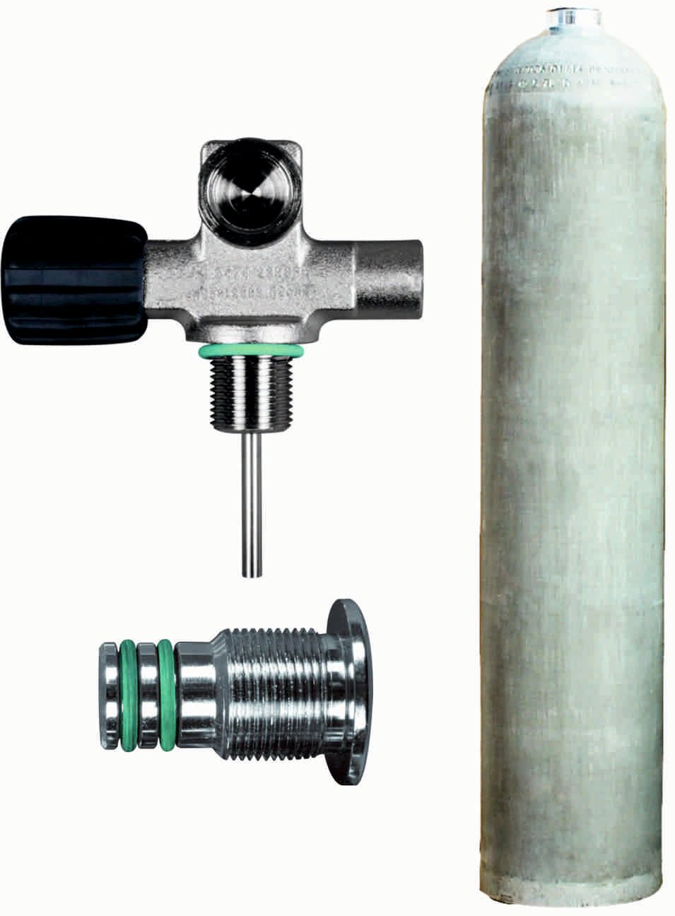 BTS 5.7 Litre 207 Bar Natural MES Aluminium Cylinder with Left Hand DIN Valve & Blanking Plug S16416644
