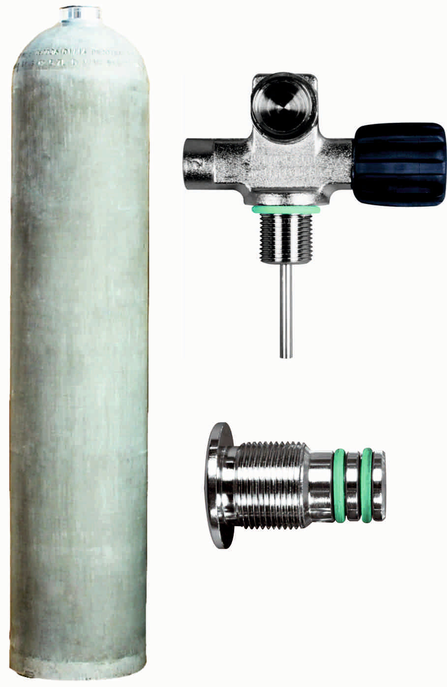 BTS 5.7 Litre 207 Bar Natural MES Aluminium Cylinder with Right Hand DIN Valve & Blanking Plug S16416652
