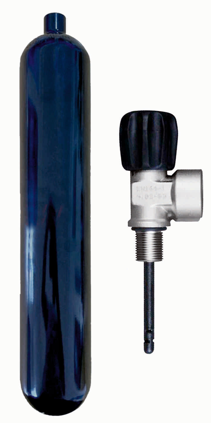 BTS 1.8 Litre 230 Bar Black Steel Cylinder with Top Handled DIN Valve