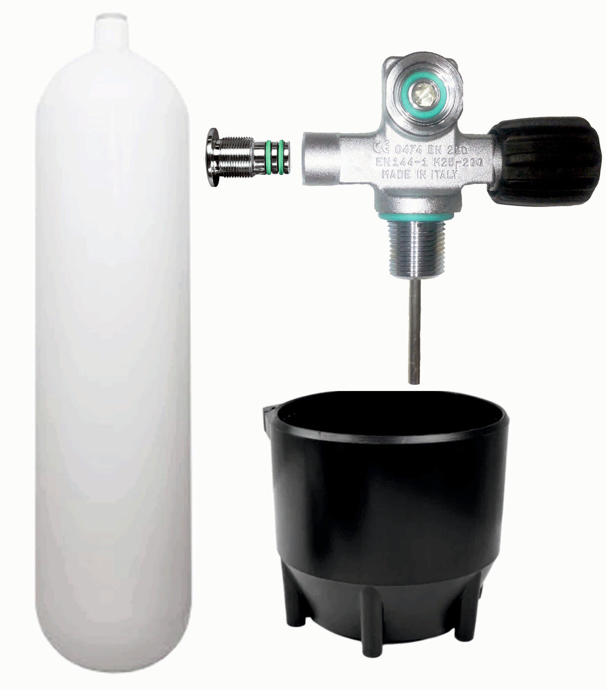 BTS 12 Litre 232 Bar Tall Cylinder with Right Handed DIN Valve, Blanking Plug & Boot S16416609