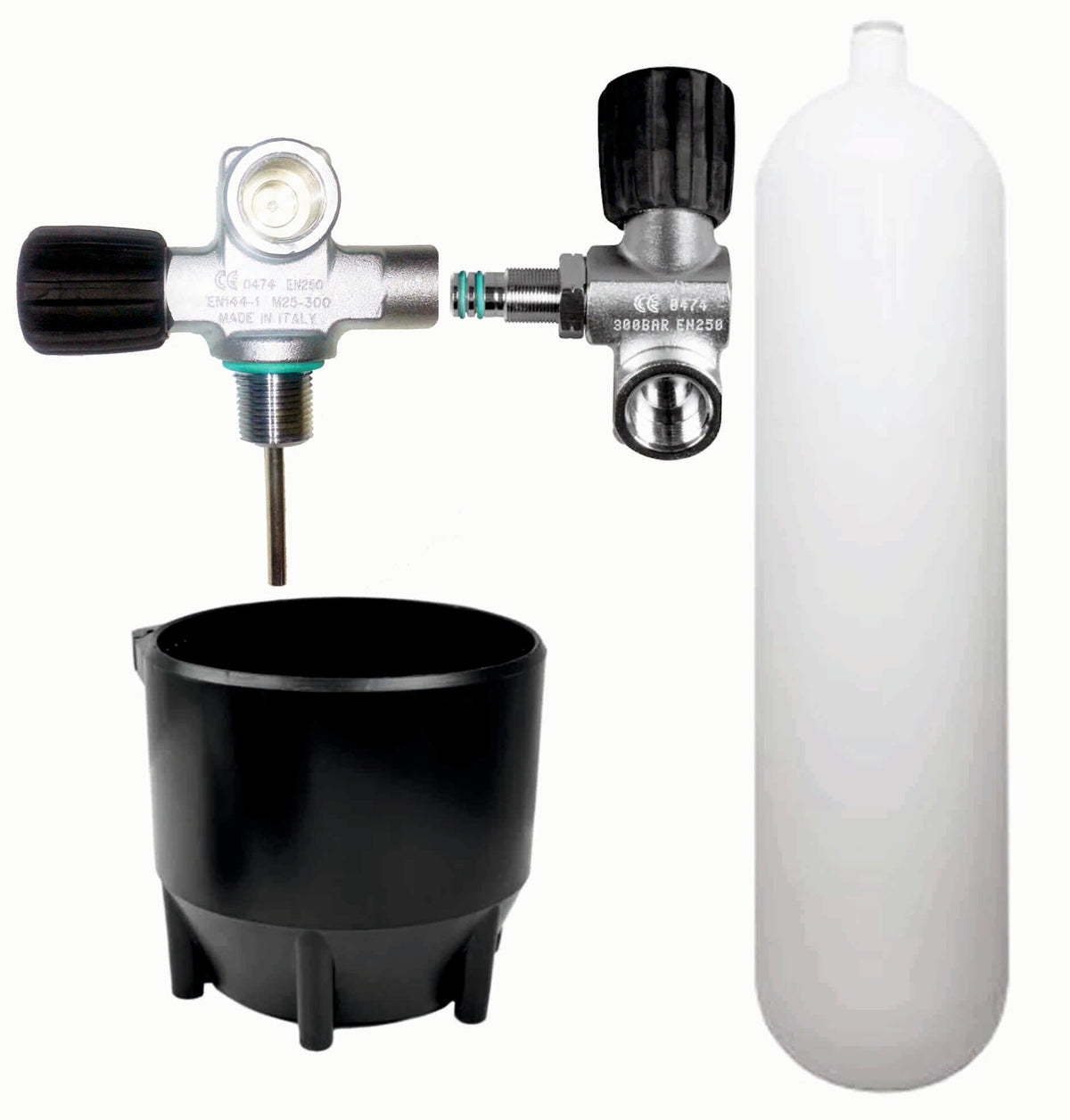 BTS 12 Litre 300 Bar Cylinder with DIN Valve, 2nd Outlet & Boot S16116650