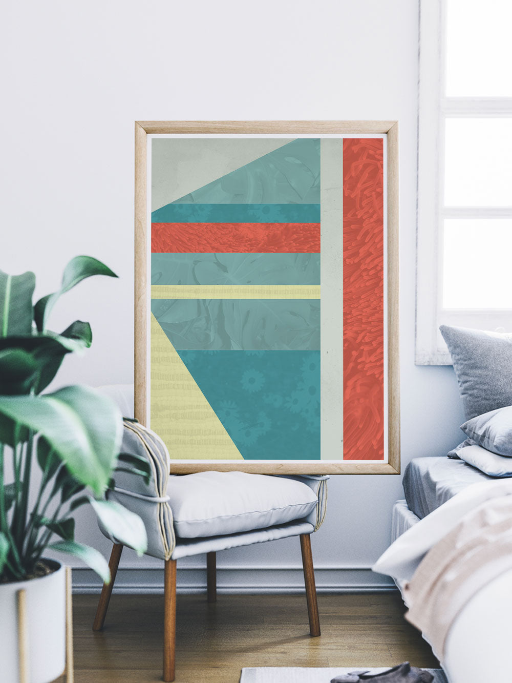 Beach Hut Geometric Art Wall Print