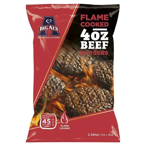 Big Als Flame Cooked 4oz Beef Burgers 2.16kg