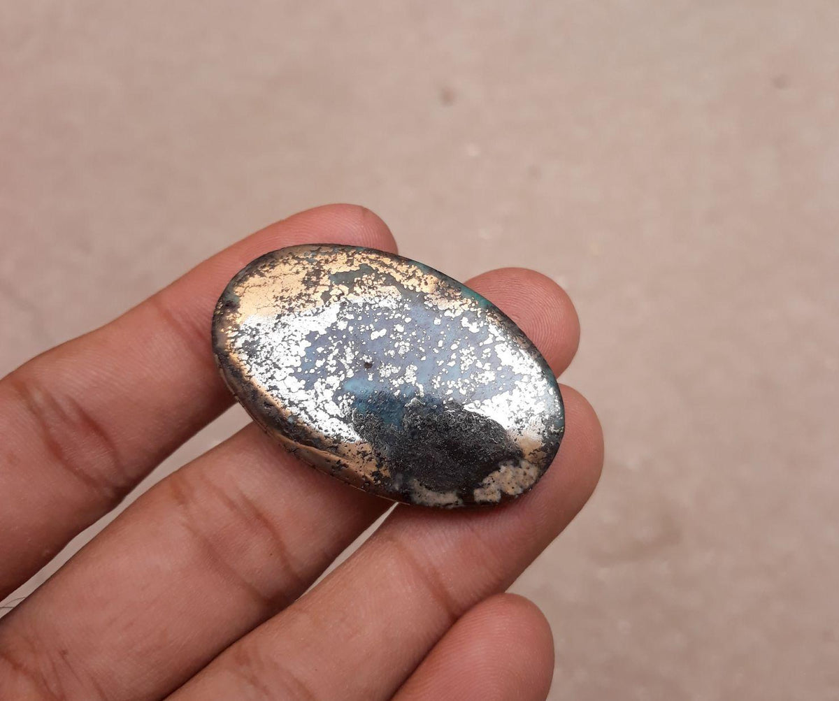 Natural Turquoise with Pyrite - Blue Matrix Turquoise - Shajri Feroza-110 Ct-42x27mm