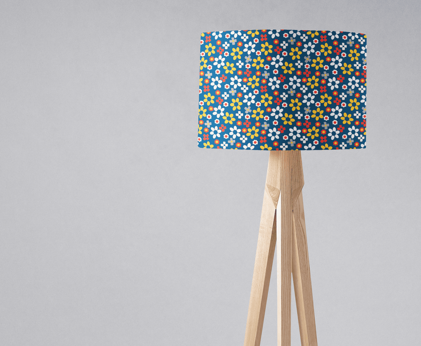 Blue, White and Yellow Floral Retro Lampshade, Ceiling or Table Lamp Shade