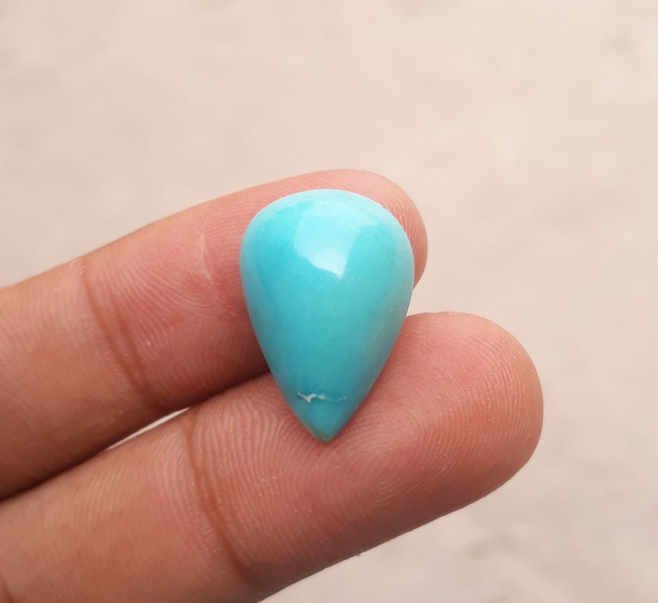 Natural Certified Turquoise - Blue Turquoise - 13ct- 21x14mm