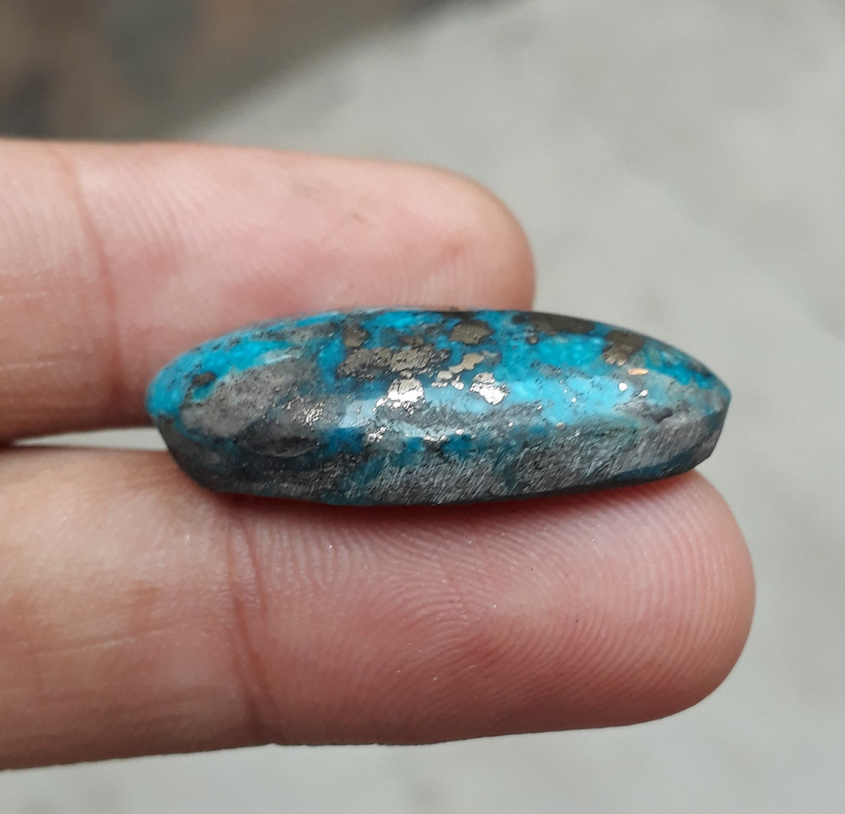 Natural Turquoise with Pyrite - Blue Matrix Turquoise - Shajri Feroza-35.1Ct