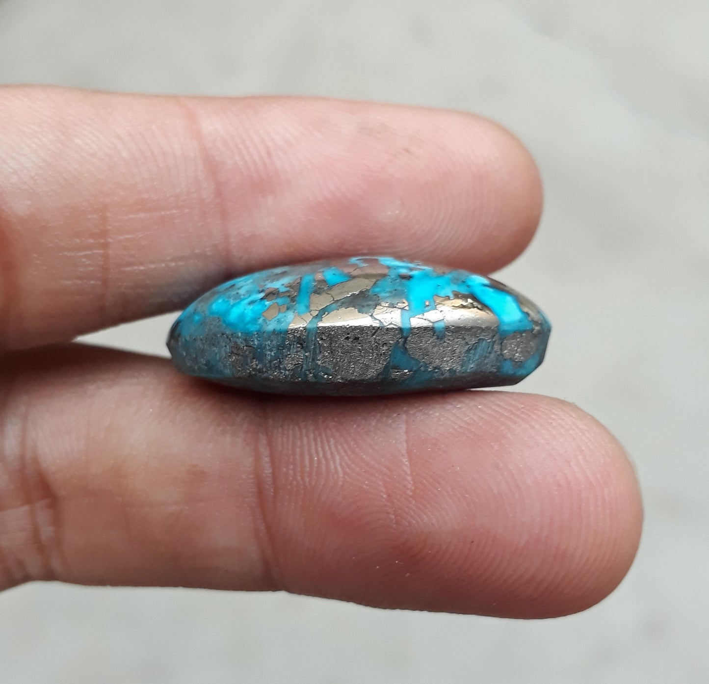 Natural Turquoise with Pyrite - Blue Matrix Turquoise - Shajri Feroza-49.3Ct