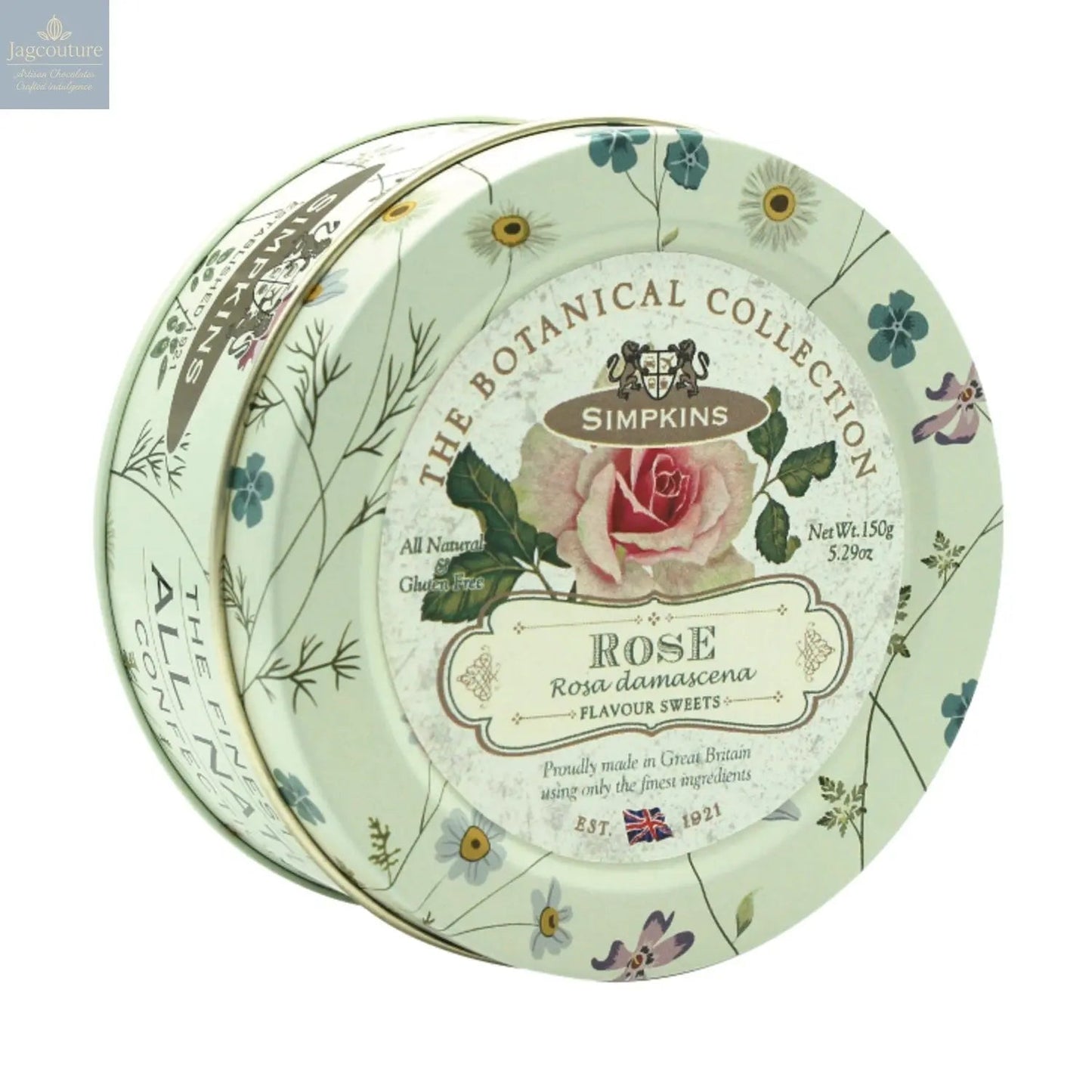 Botanical tin of rose flavour travel sweets