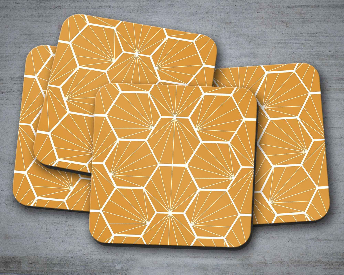 Butter Yellow Geometric Hexagons Placemats, Set of 4 or Set of 6