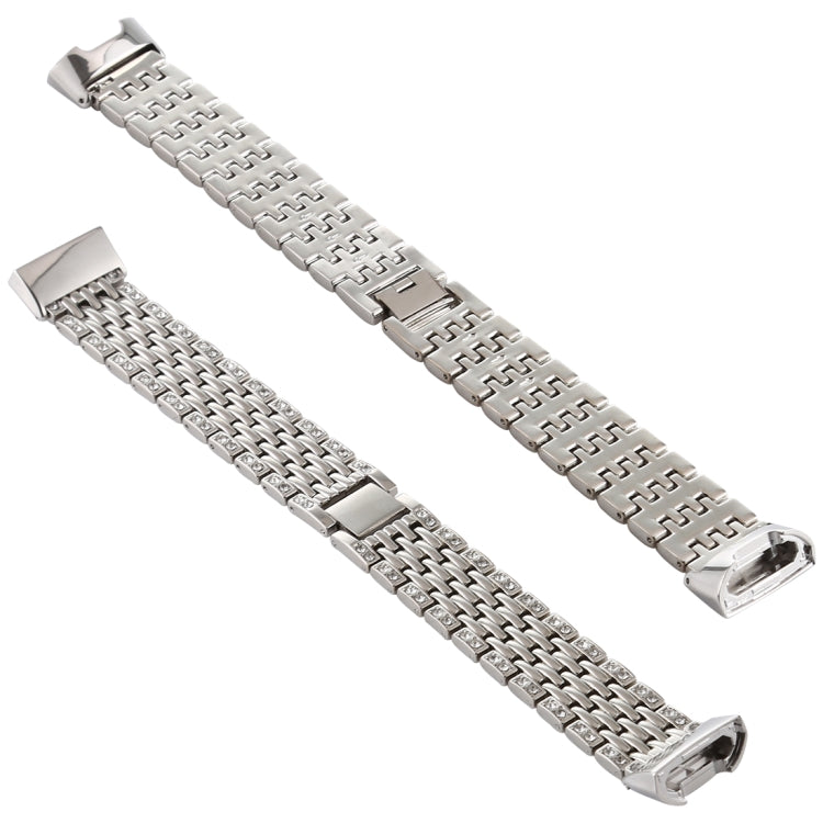 For Fitbit Charge 3 Diamond-studded Stainless Steel Watch Band