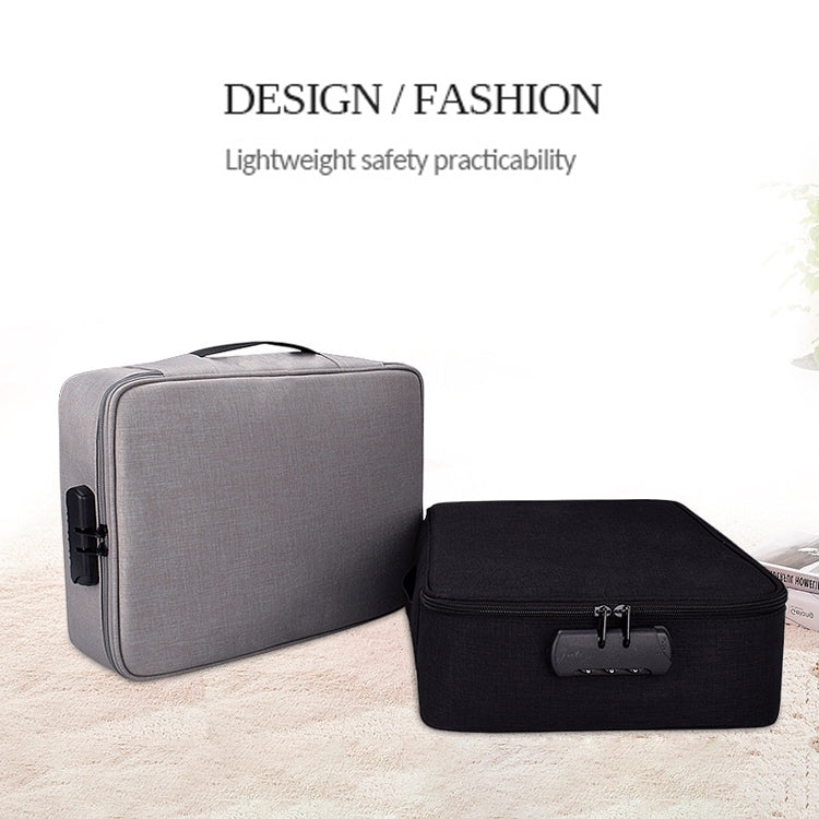 ZJ02 Waterproof Polyester Multi-layer Document Storage Bag Laptop Bag for All Sizes of Laptops, with Password Lock