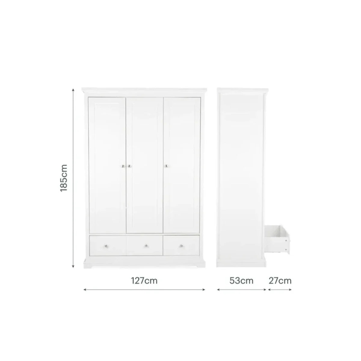 CuddleCo Beaumont Triple Wardrobe - White