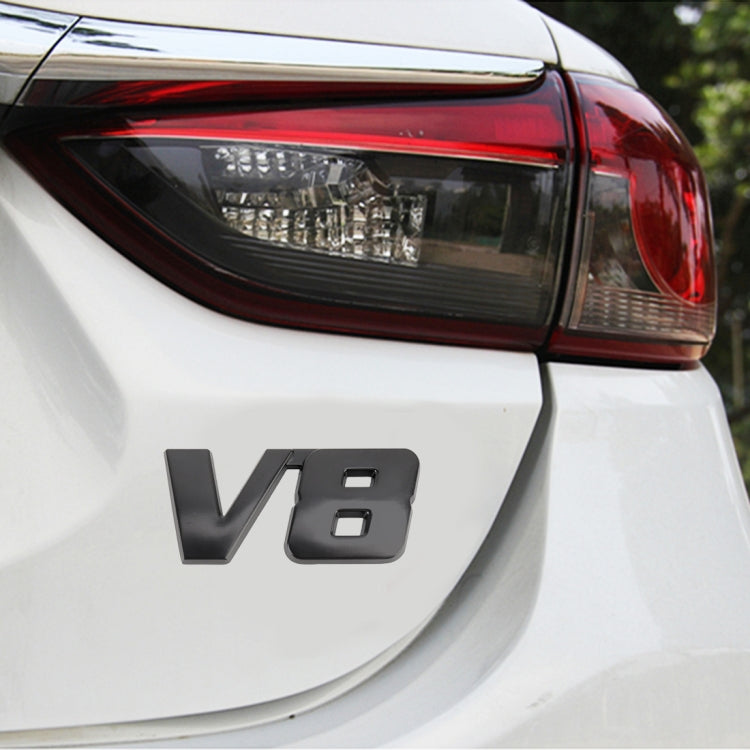 V8 Connect Shape Car Metal Body Decorative Sticker, Size : S, V8 Connect Shape, Size : S (Black)