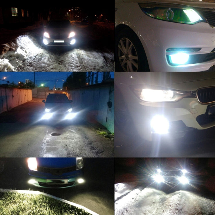 2 PCS Super Bright PSX24W DC 12V 5W 350LM Auto Car Fog Light with 16 SMD-3030 LED Bulbs Lamp, White + Yellow Light, PSX24W