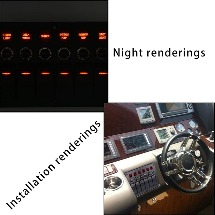 3Pin 6 Way Switches Combination Switch Panel with Light and Projector Lens for Car RV Marine Boat, 3Pin 6 Way