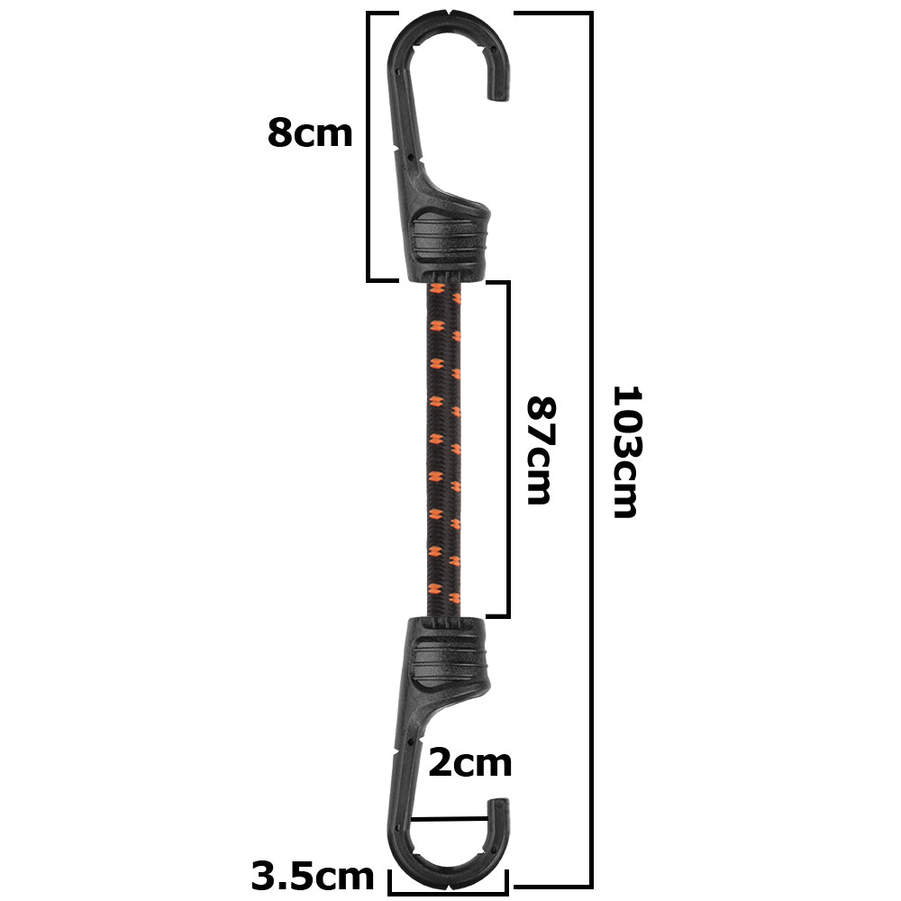 Bungee Cord Hook with PVC-coated Metal Hooks 100cm Cable Tie Pack Outdoor Cover