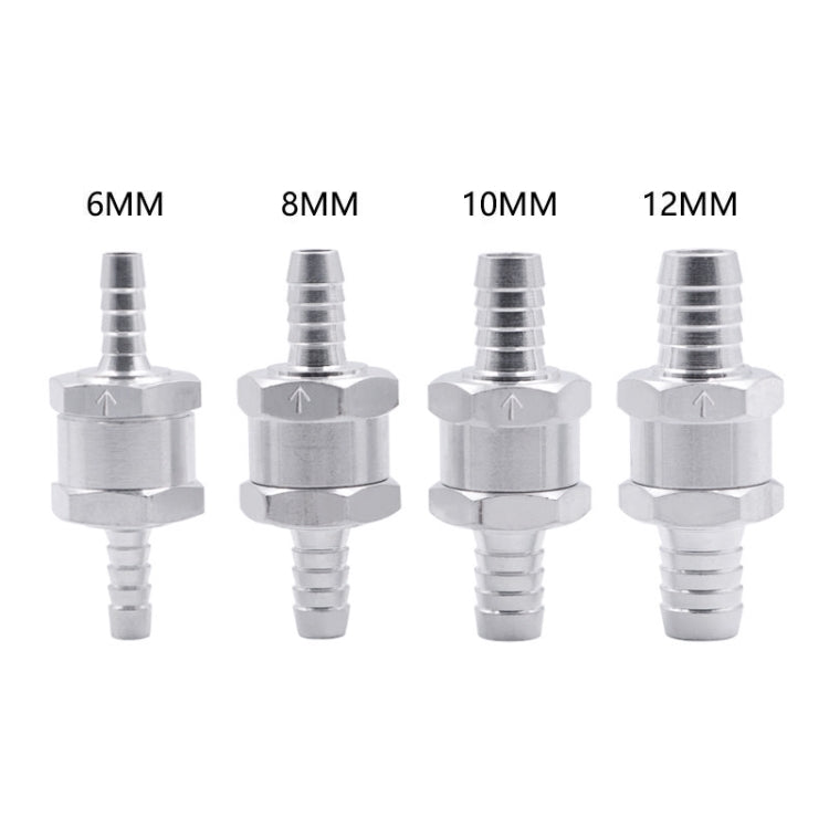Car 8mm Aluminium Alloy Fuel Petrol One Way Non Return Check Valve, 8mm Silver