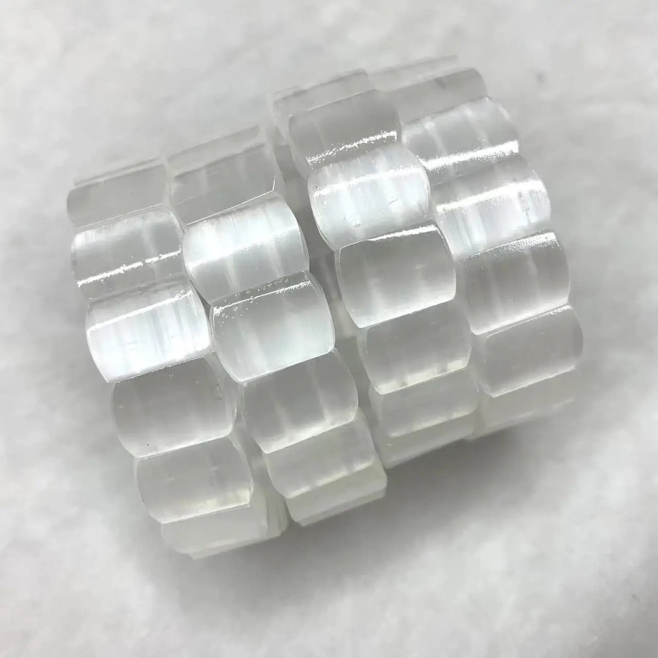 White Calcite / Selenite Stone Beads Gemstone Bracelet, Bangle For Women For Men,