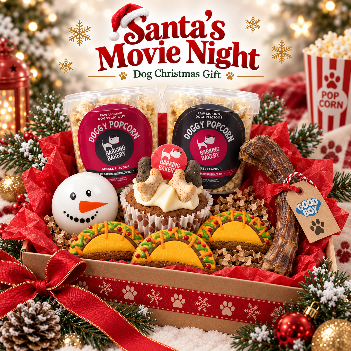 Santa's Movie Night Dog Gift Box