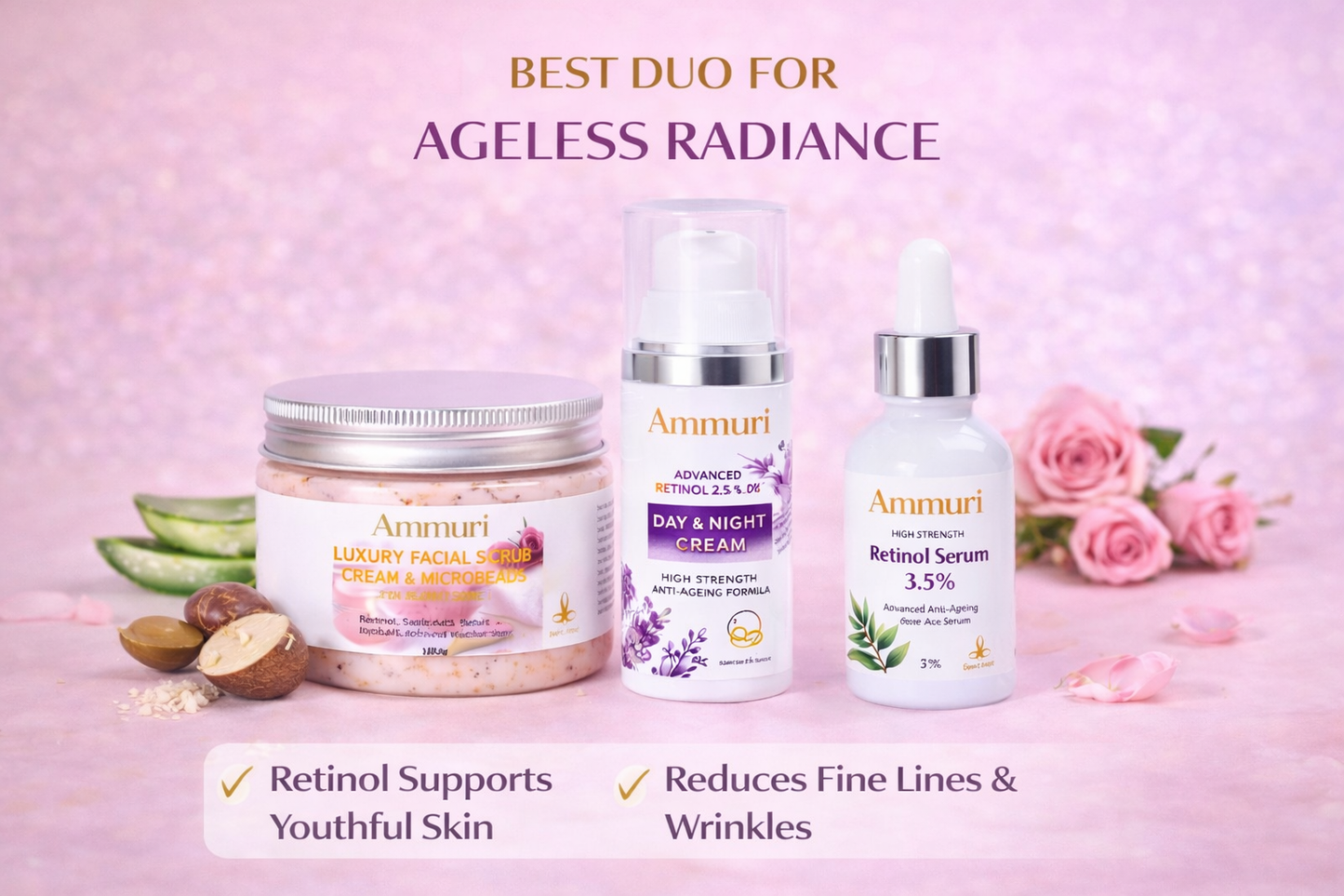 Ammuri Rose Retinol Facial Scrub โ Exfoliate, Renew & Glow | Radiant Skin