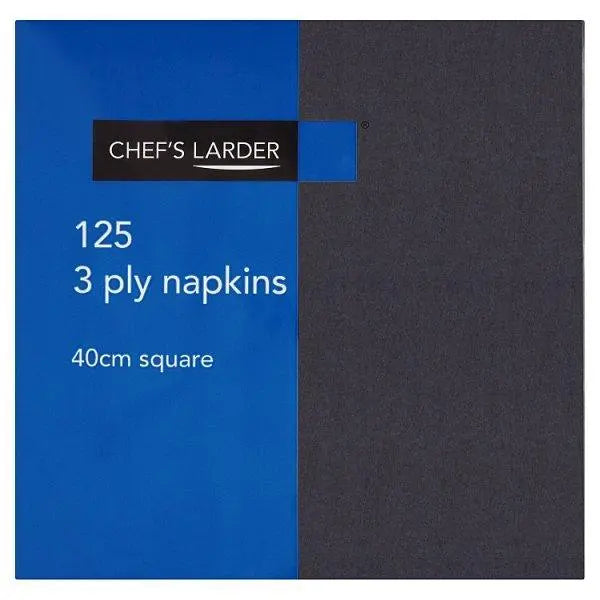 Chefs Larder 125 3 Ply Napkins Black 40cm Square - Sets of 125