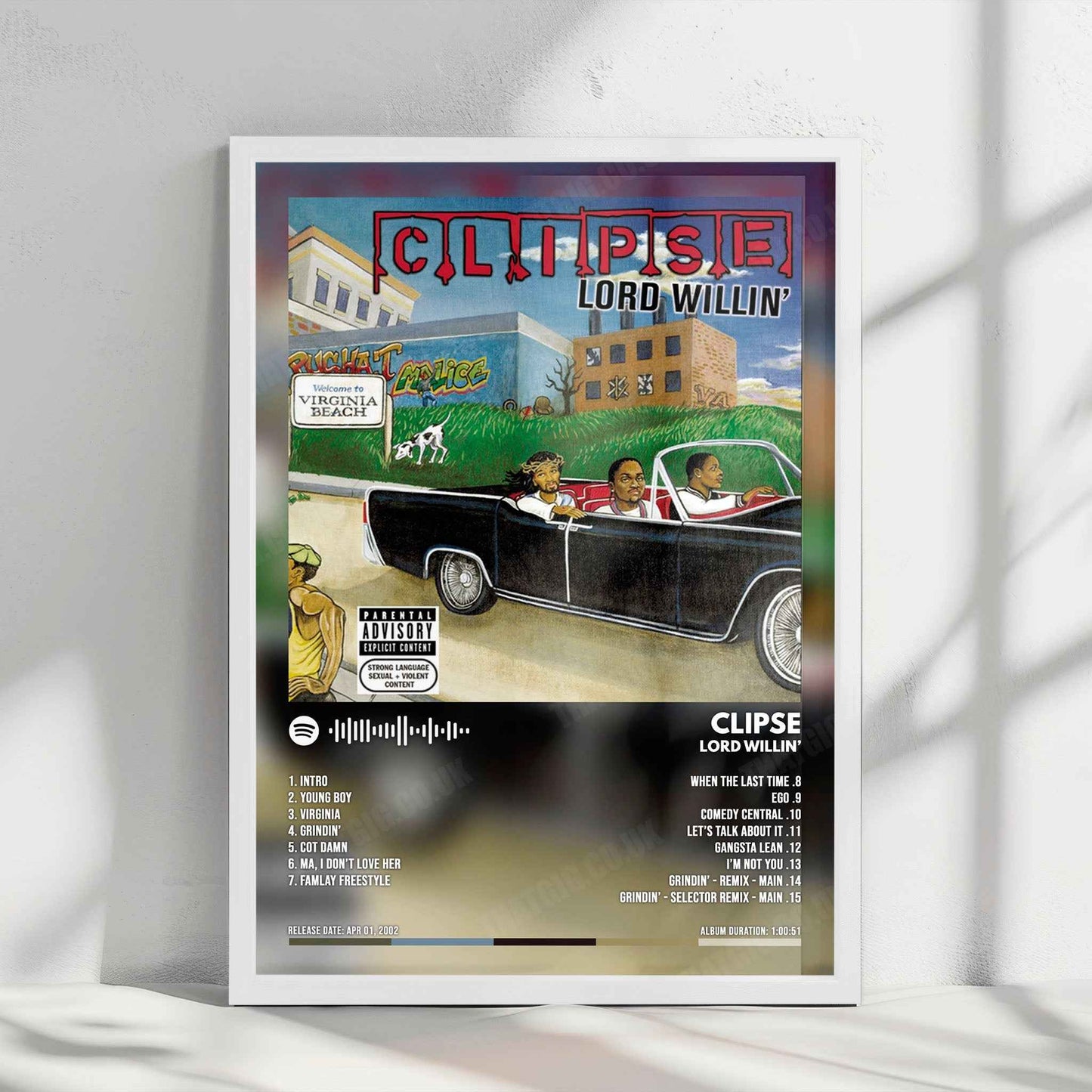 Clipse "Lord Willin'" Album Cover Poster - with Complete Tracklist