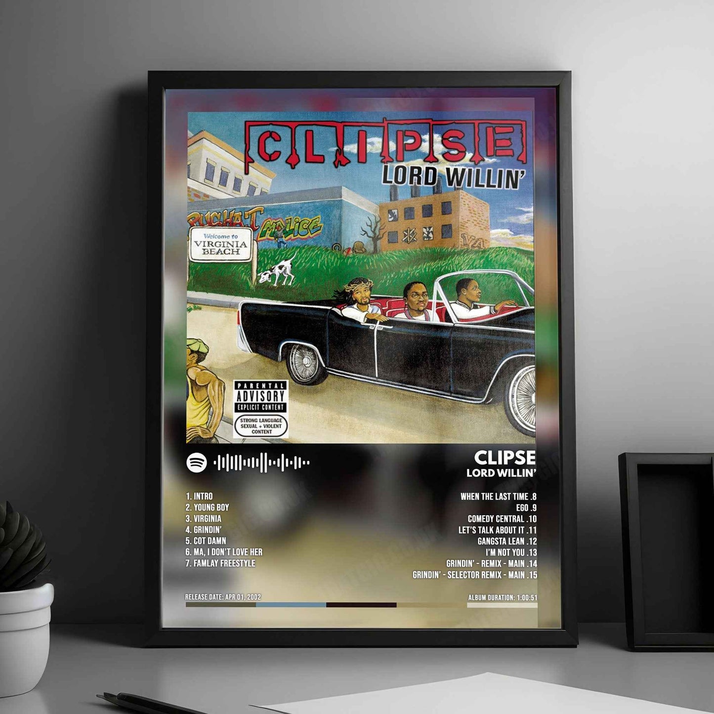 Clipse "Lord Willin'" Album Cover Poster - with Complete Tracklist