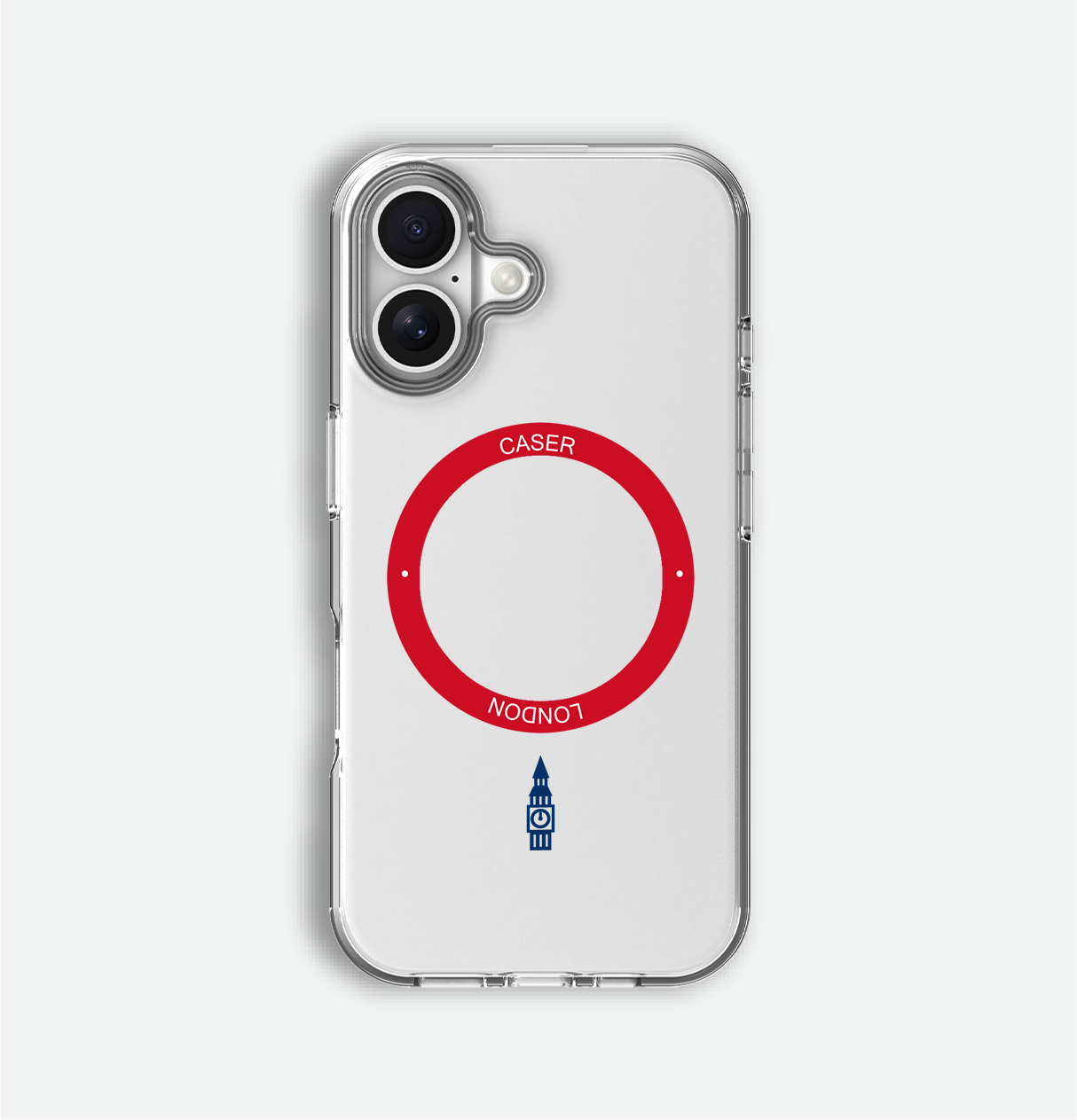 Slim Clear iPhone 16 Pro Max Case with Red MagSafe Ring - Big Ben | The Iconic Case