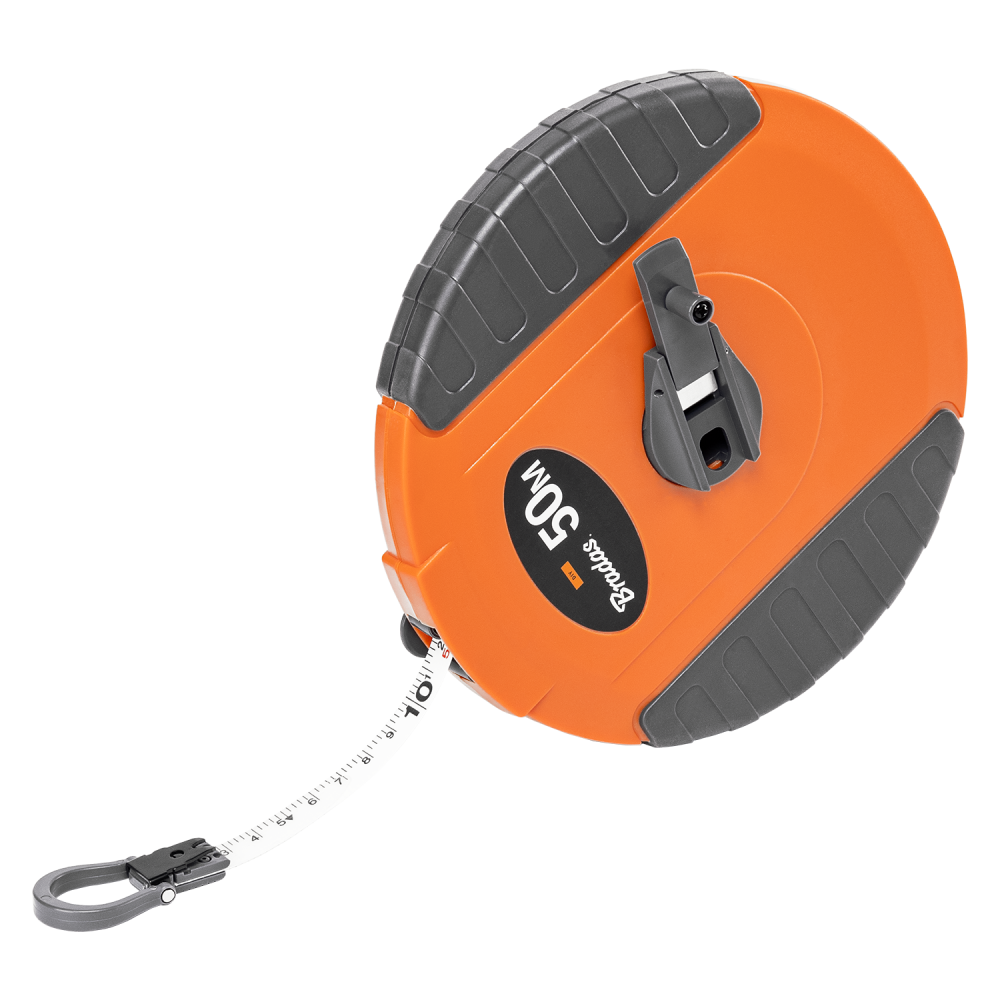 Fibreglass Coiled Tape Measure 13mm Wide Black Orange (20m-50m)