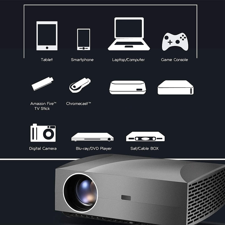 Vivibright F30 5.8 inch LCD Screen 4200 Lumens 1920 x 1080P Full HD Smart Projector with Remote Control, Support Audio out / SPDIF/ AV in / USB / HDMI, F30 Black