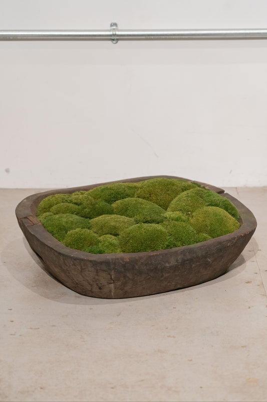 Large Vintage Wooden Moss Bowl