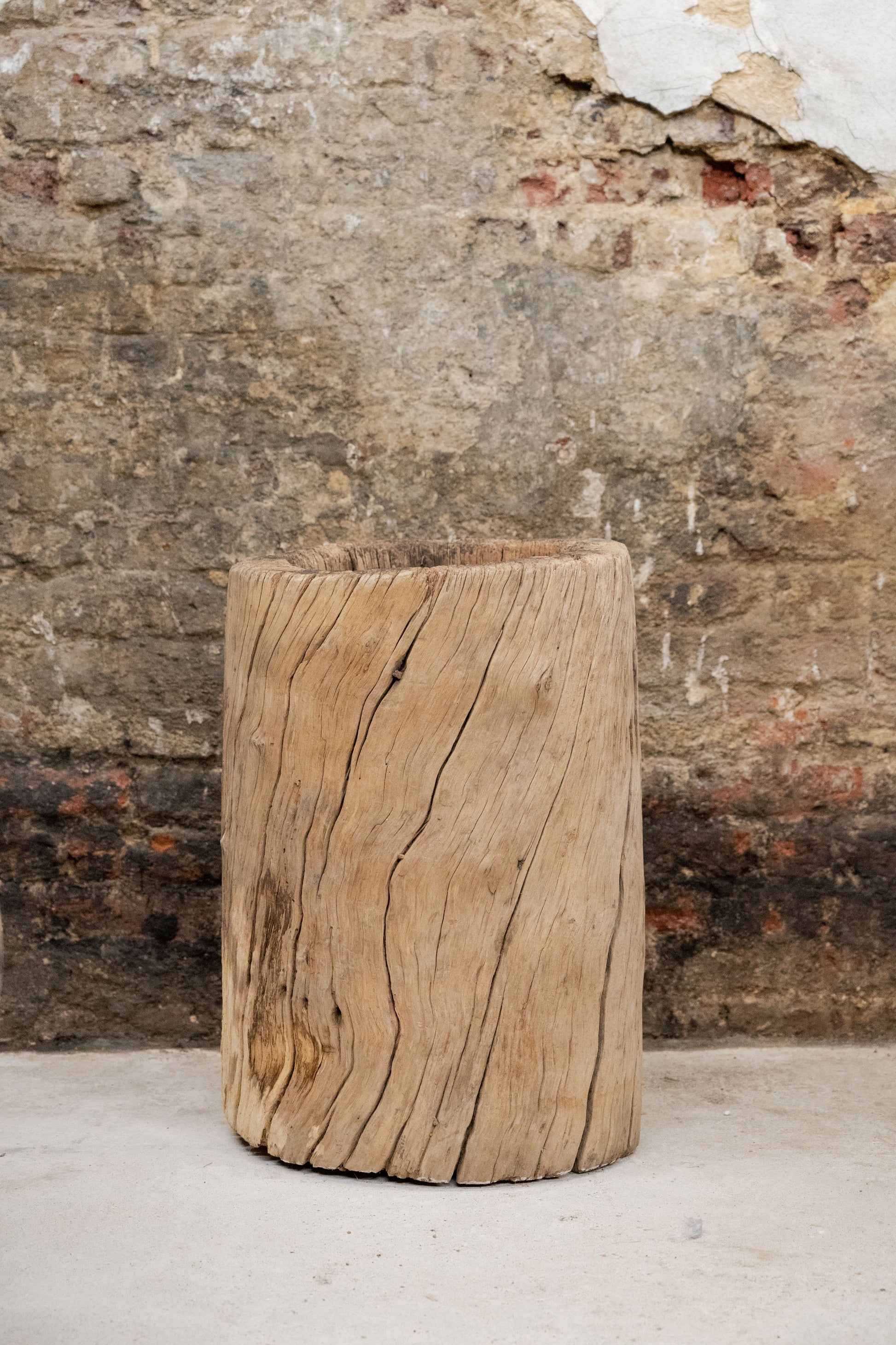 Vintage Elm Asian Wooden Mortar XL