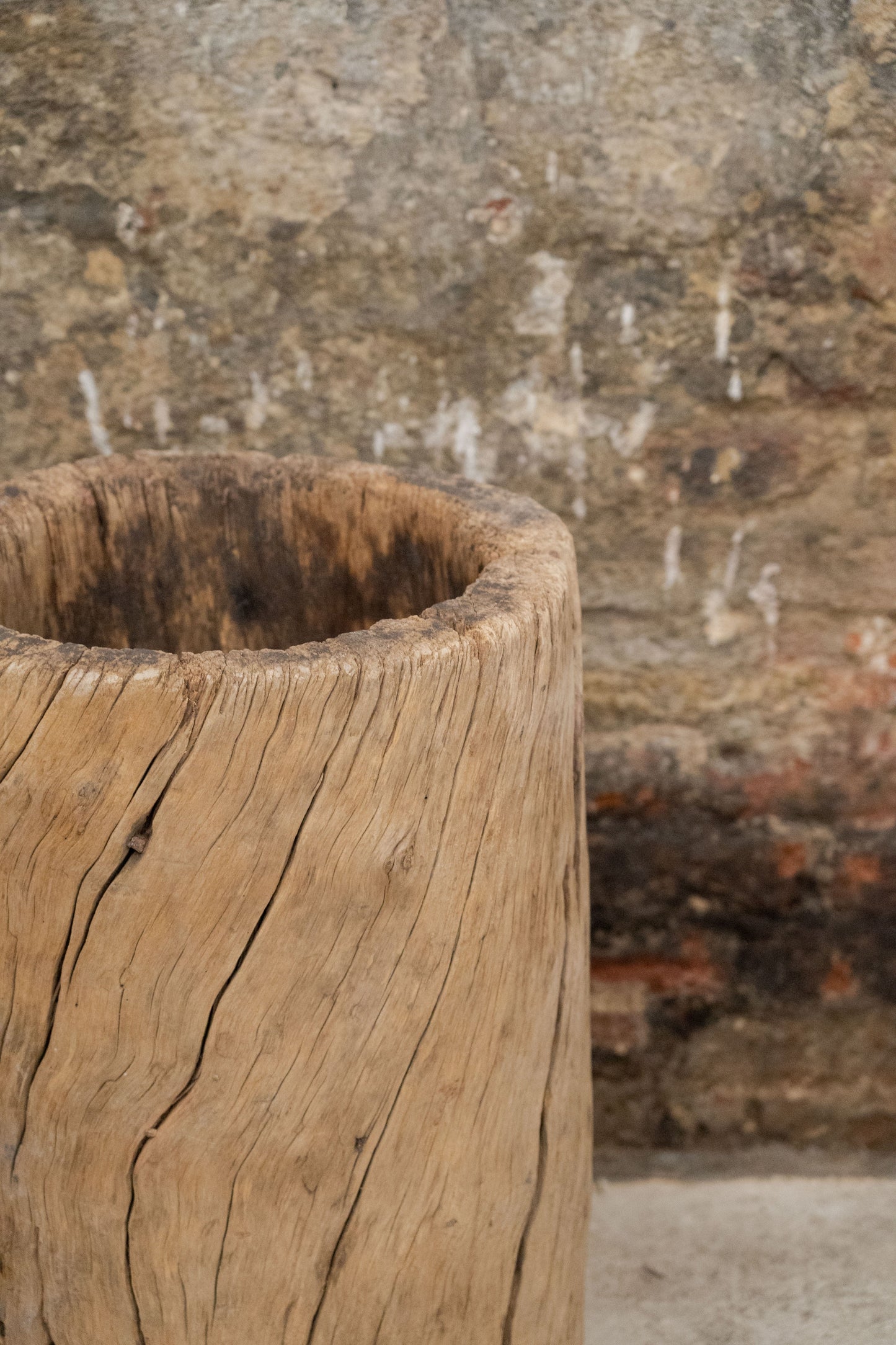 Vintage Elm Asian Wooden Mortar XL