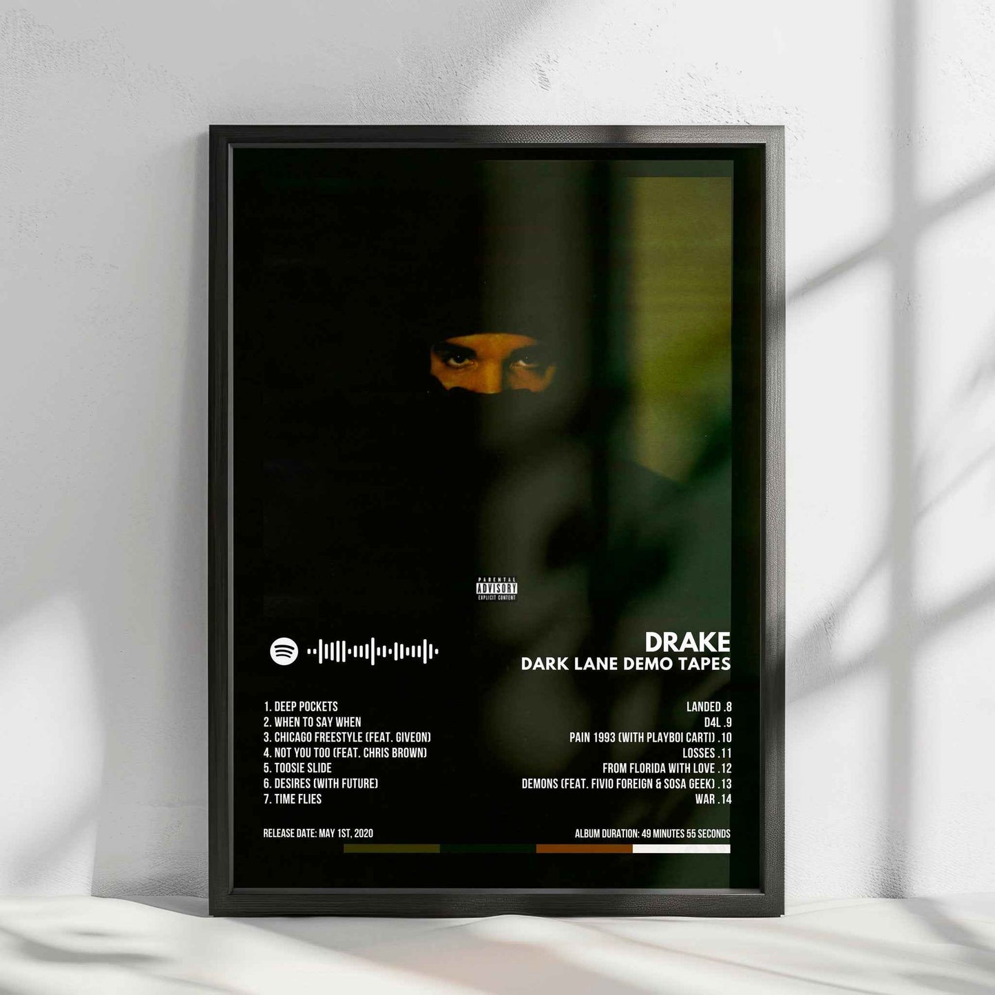 Drake "Dark Lane Demo Tapes" Album Cover Poster - with Complete Tracklist