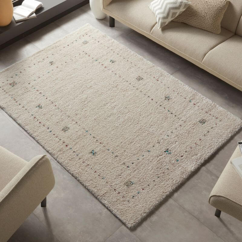 Deep-Pile Velour Rug Cream Colour