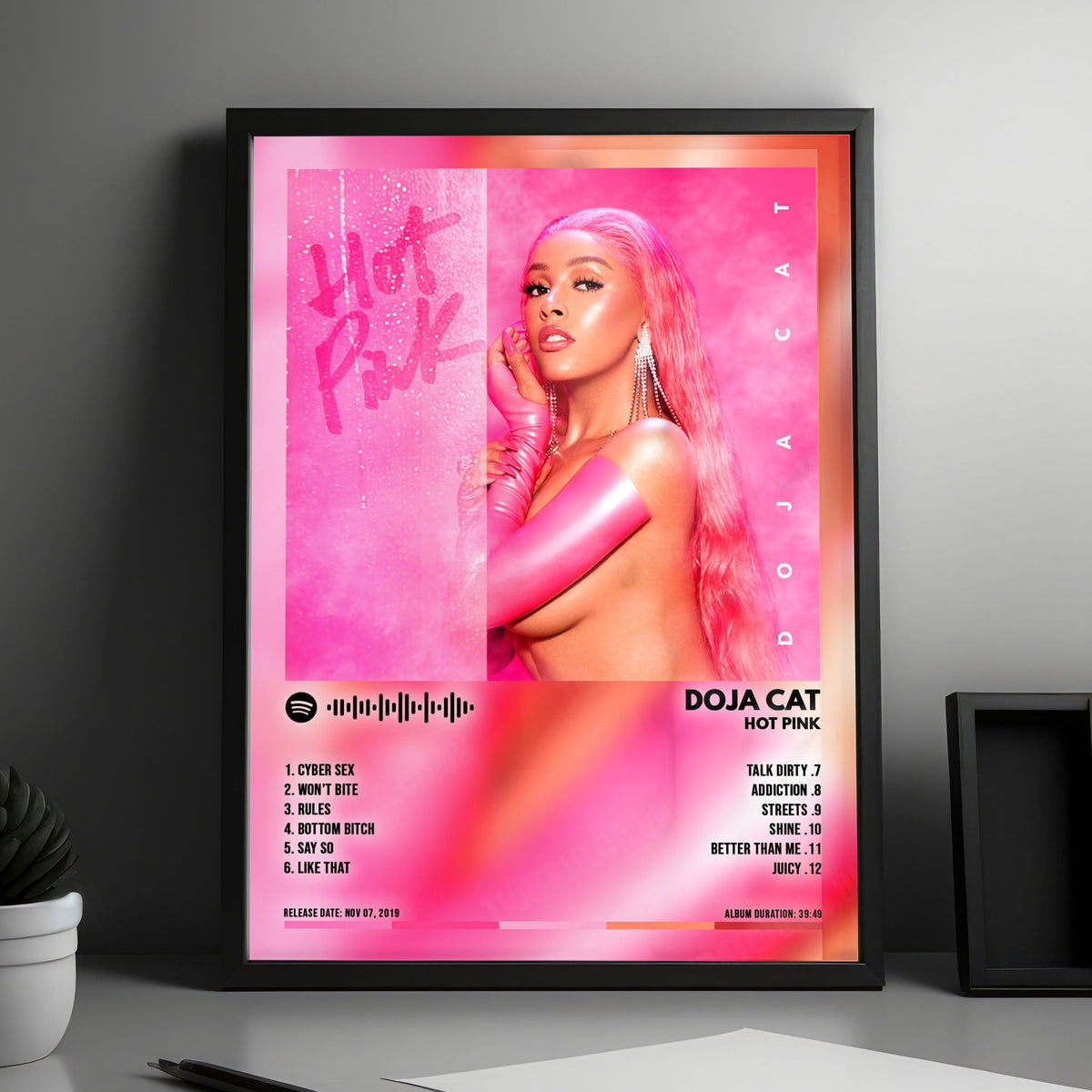 Doja Cat "Hot Pink" Album Cover Poster - with Complete Tracklist
