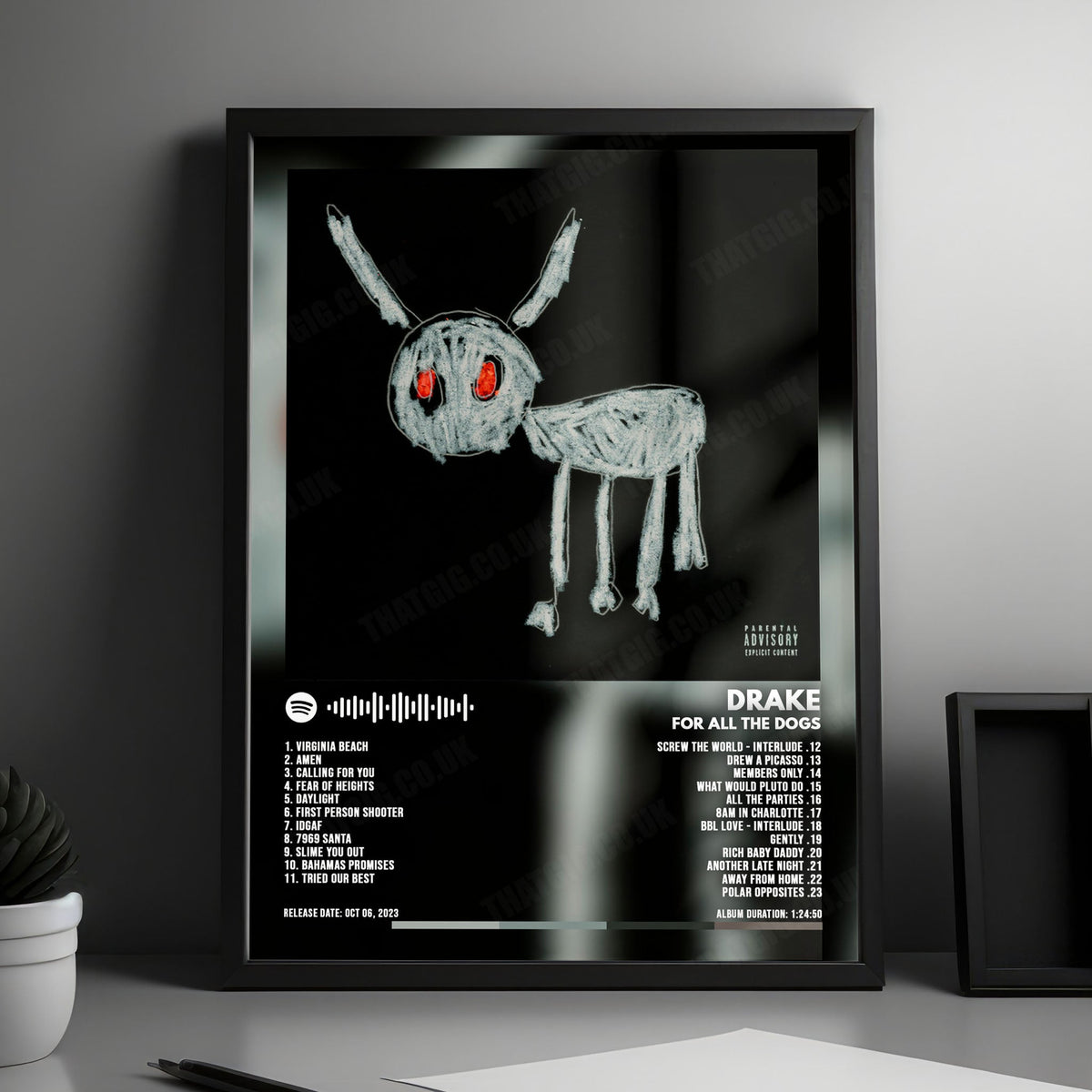 Drake "For All The Dogs" Album Cover Poster - with Complete Tracklist
