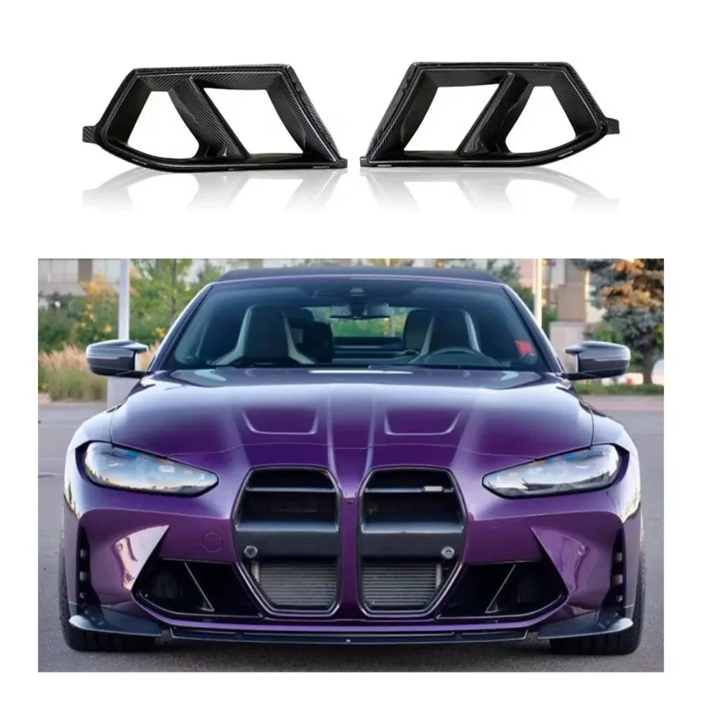 Dry Carbon Fiber Front Bumper Air Duct Vent Trim Replacement for BMW