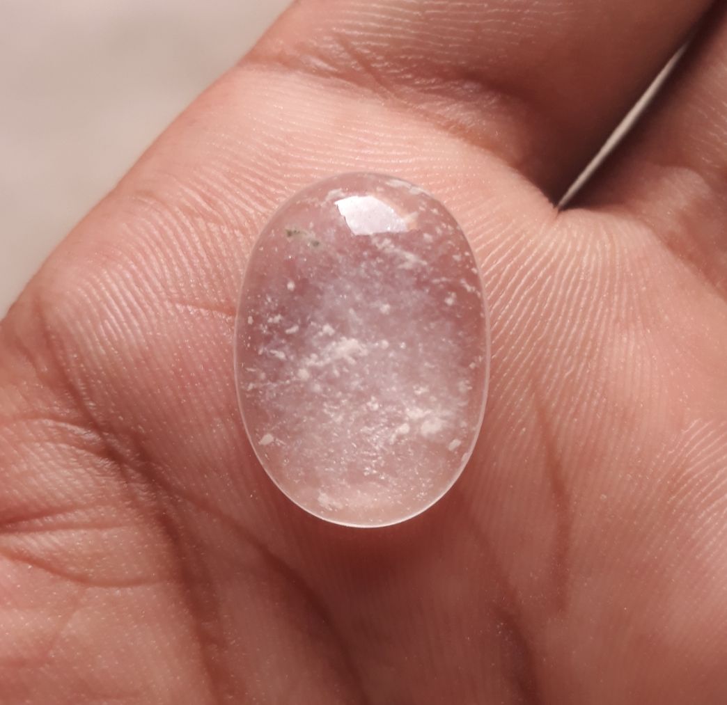15.3ct Rock Crystal Cabochon Milky - April Birthstone - Dur e Najaf -21x15mm