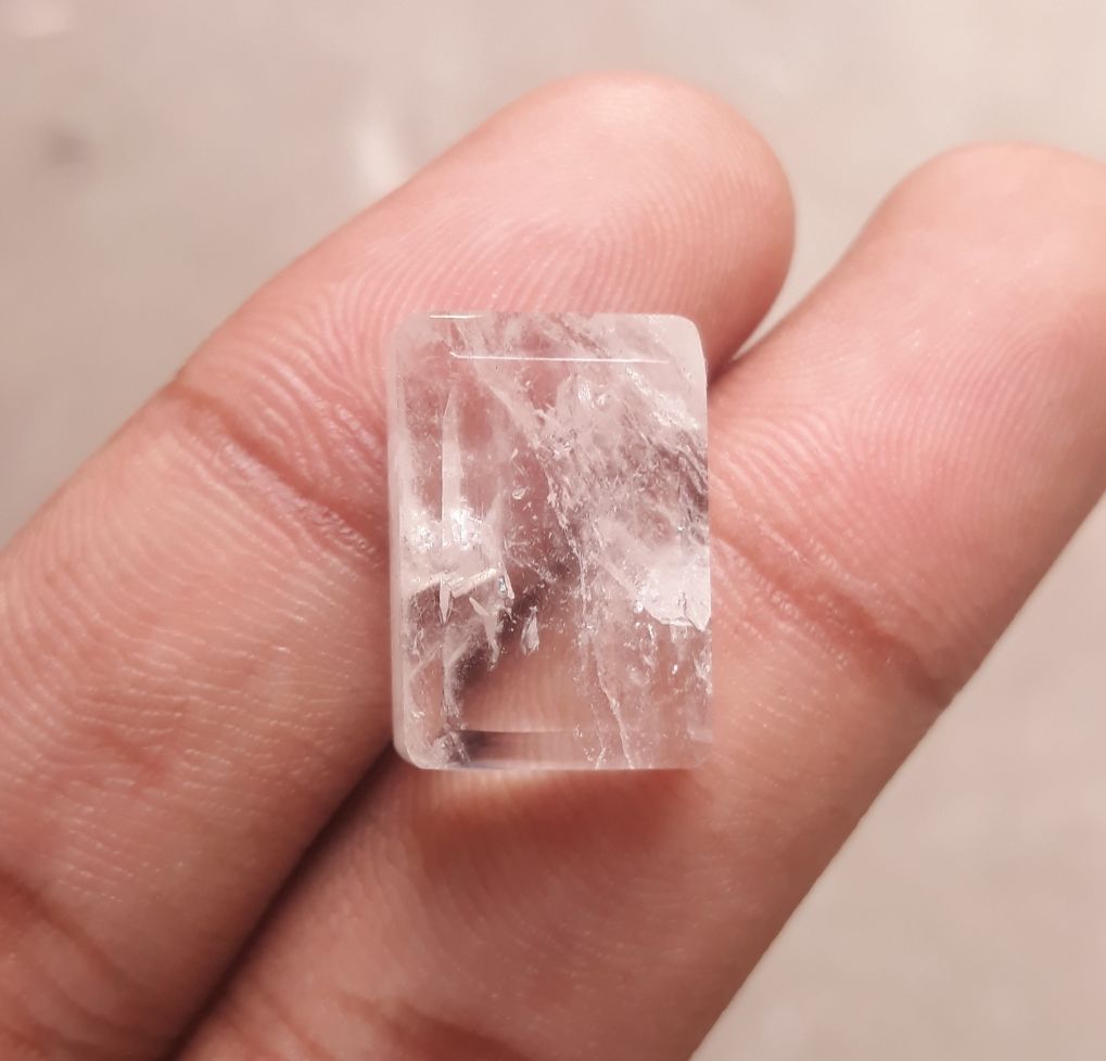 20.8ct Dur e Najaf - Pearl of Najaf Semi Transparent - April Birthstone - Rock Crystal Quartz -19x13mm