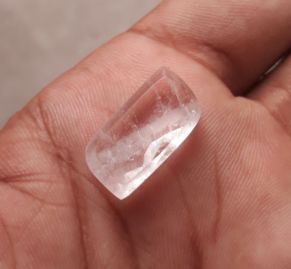 13.7ct Dur e Najaf - Pearl of Najaf Semi Transparent - April Birthstone - Rock Crystal Quartz -20x11mm