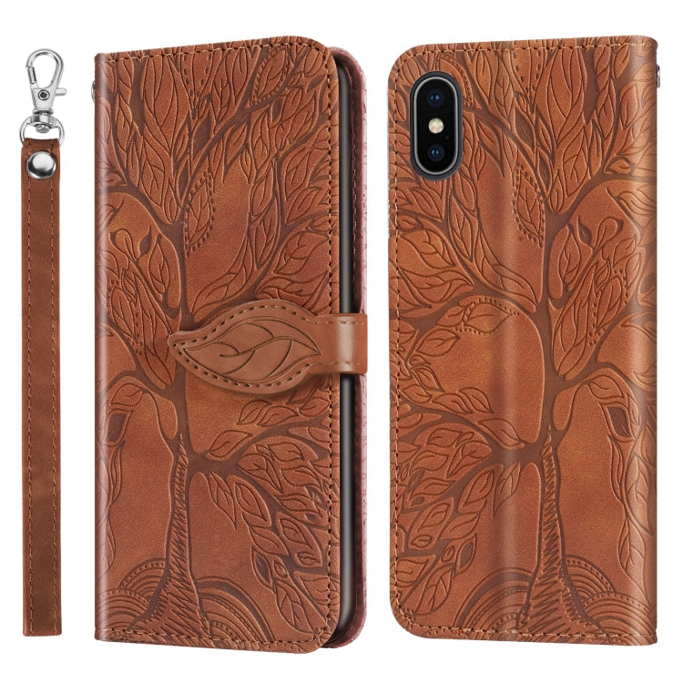 Life of Tree Embossing Pattern Horizontal Flip Leather Case with Holder & Card Slot & Wallet & Photo Frame & Lanyard, For iPhone XS Max
