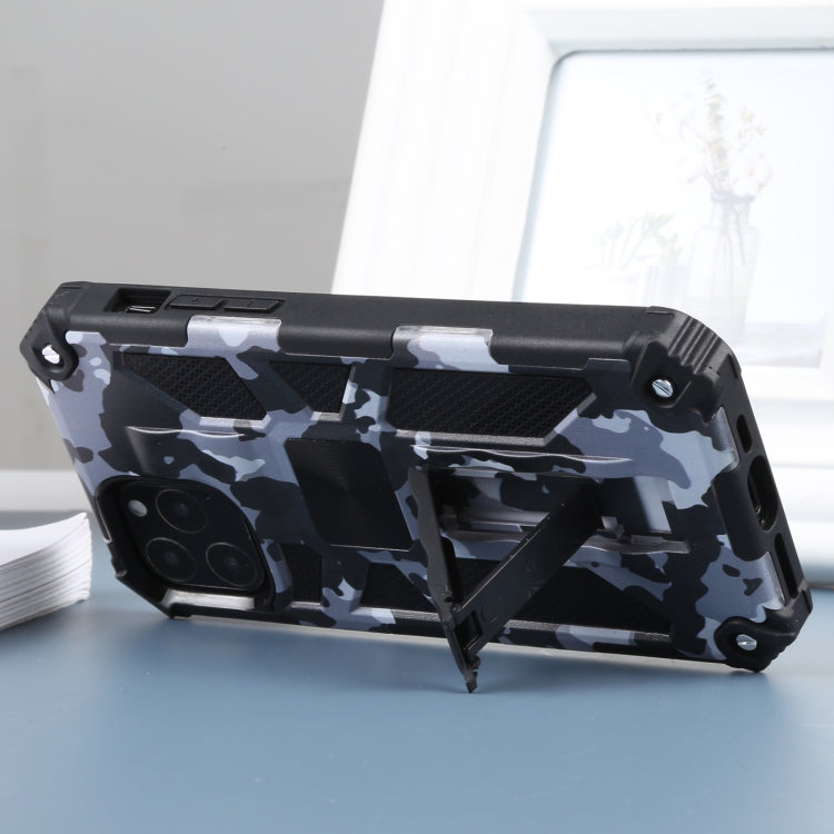 For iPhone 11 Pro Camouflage Armor Shockproof TPU + PC Magnetic Protective Case with Holder (Grey)
