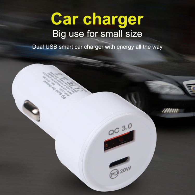LZ-201 PD 20W USB-C / Type-C QC 3.0 USB Mini Fast Car Charger(Black)