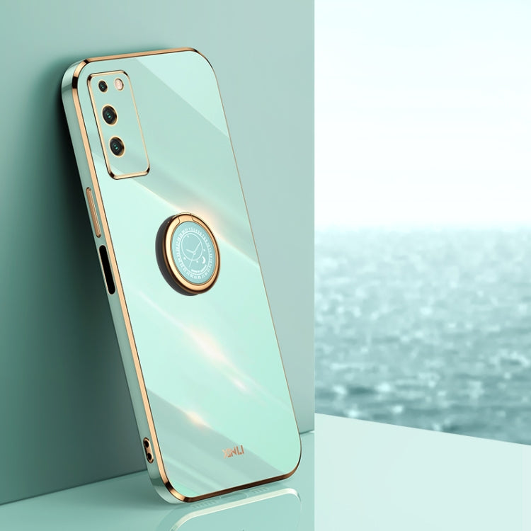 XINLI Straight Edge 6D Electroplate TPU Phone Case with Ring Holder, For Honor Play 5T Youth, For Honor V40 5G, For Honor X10 5G