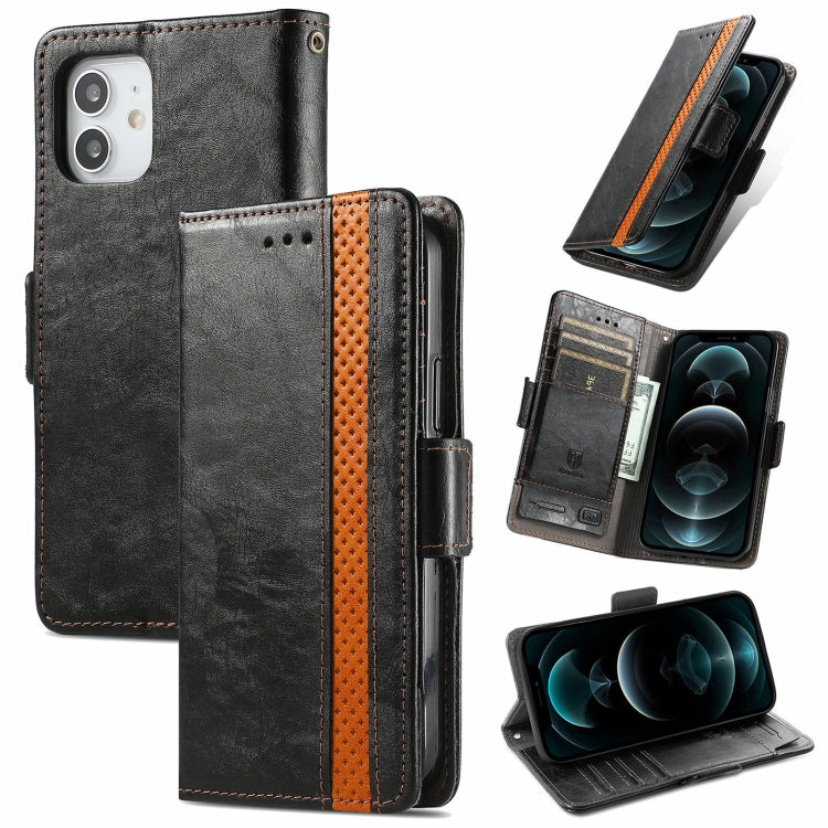 CaseNeo Business Splicing Dual Magnetic Buckle Horizontal Flip PU Leather Case with Holder & Card Slots & Wallet, For iPhone 13 Mini