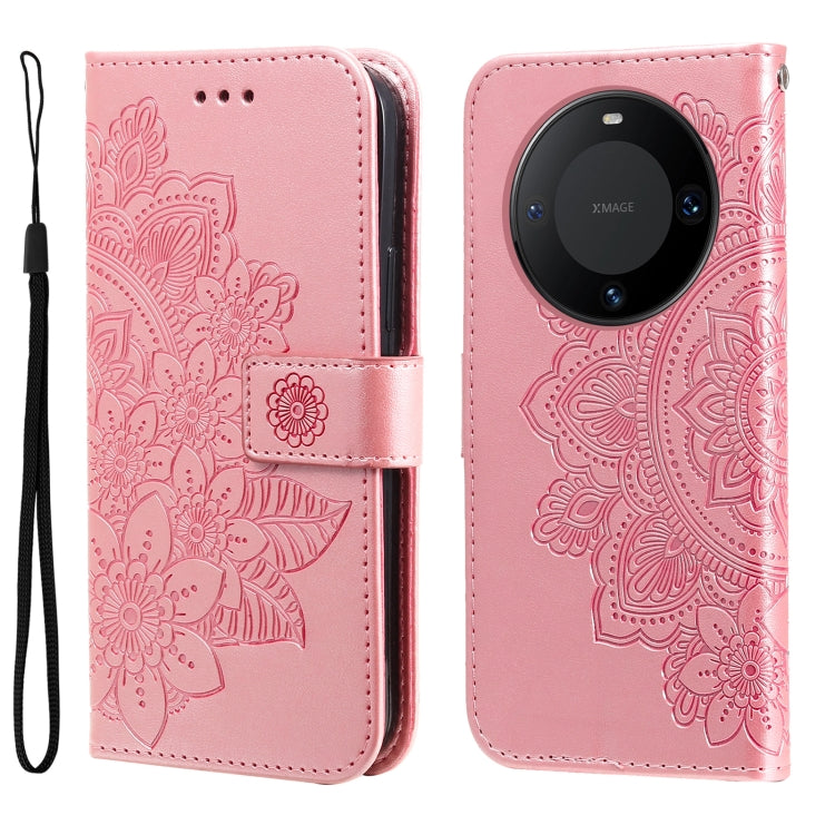 Seven-petal Flowers Embossing Leather Phone Case, For Huawei Enjoy 70, For Huawei nova 11 SE, For Huawei nova 12 Pro, For Huawei Mate 60