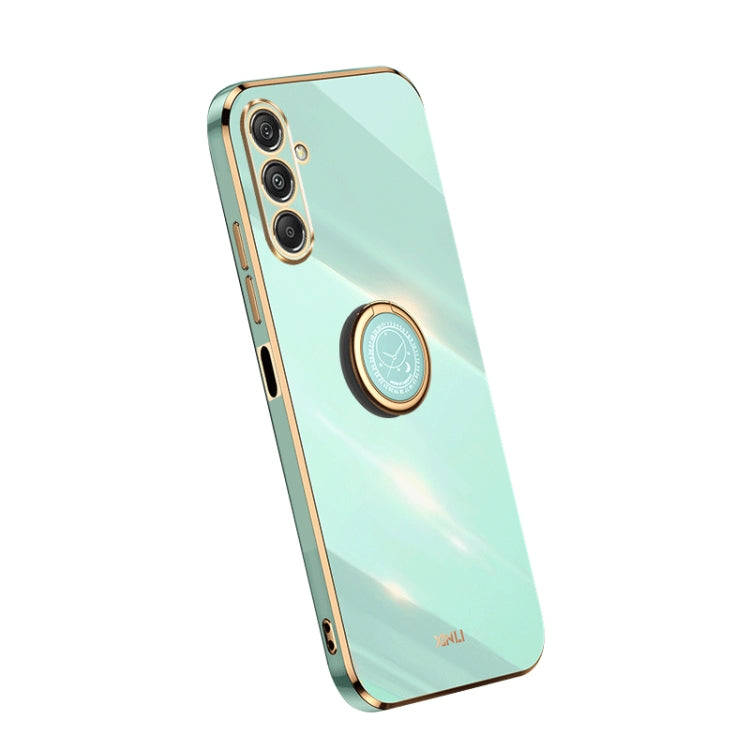 XINLI Straight Edge 6D Electroplate TPU Phone Case with Ring Holder, For Samsung Galaxy A05, For Samsung Galaxy A05s, For Samsung Galaxy M34 5G