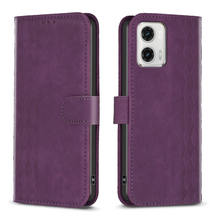Plaid Embossed Leather Phone Case, For Motorola Moto G14 4G, For Motorola Moto E13 4G, For Motorola Moto G13 4G /G53 5G, For Motorola Moto G73 5G